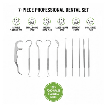 7 In 1 Stainless Steel Toothpick Flossier Set