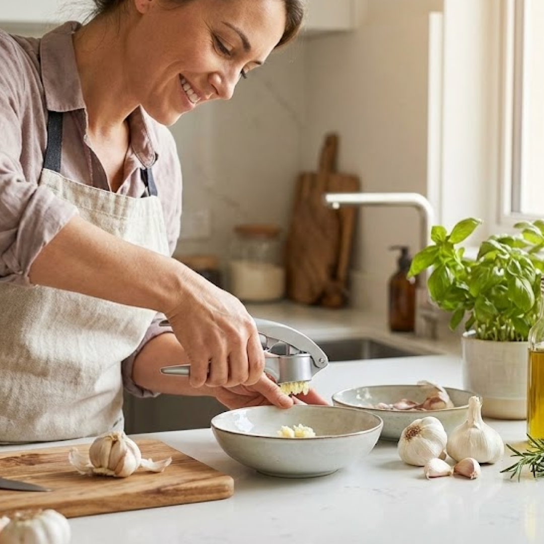 Heavy-Duty Aluminum Garlic Press