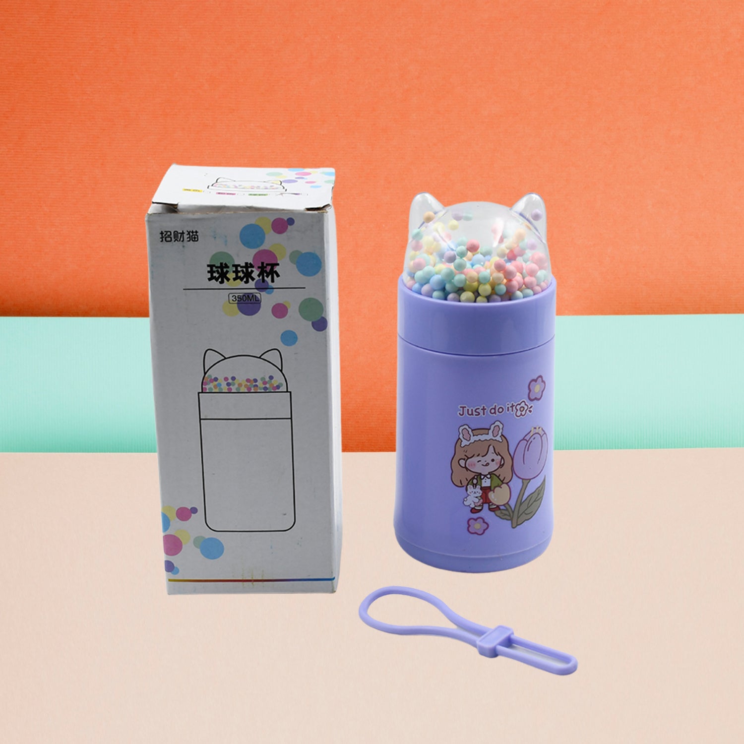 Girl Sparkle Cat Glass Water Bottle
