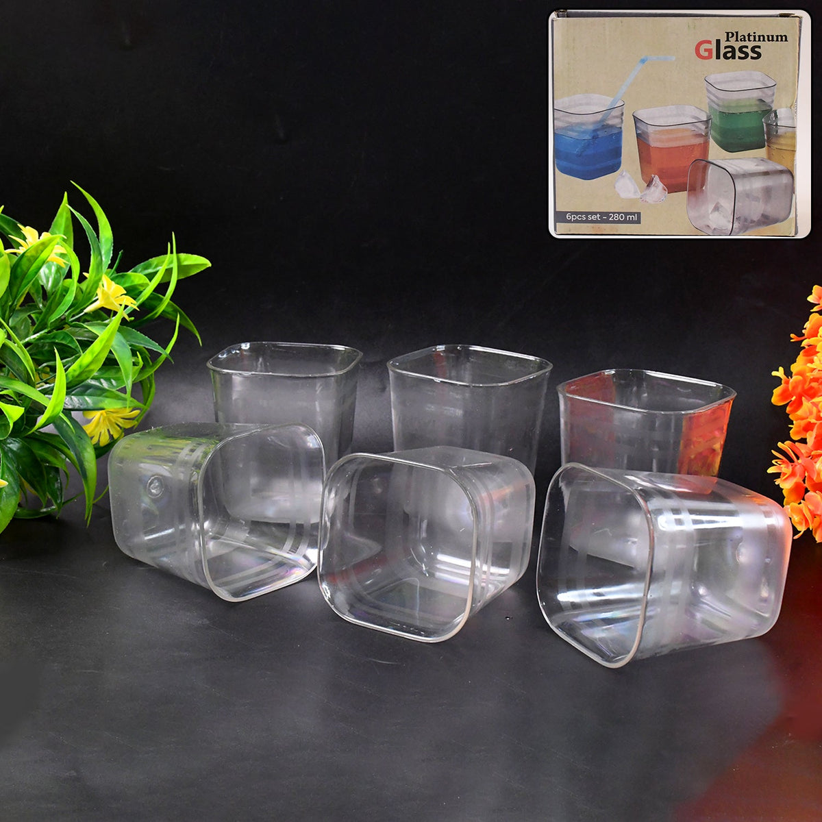 6-Piece Transparent Diamond Glass Set