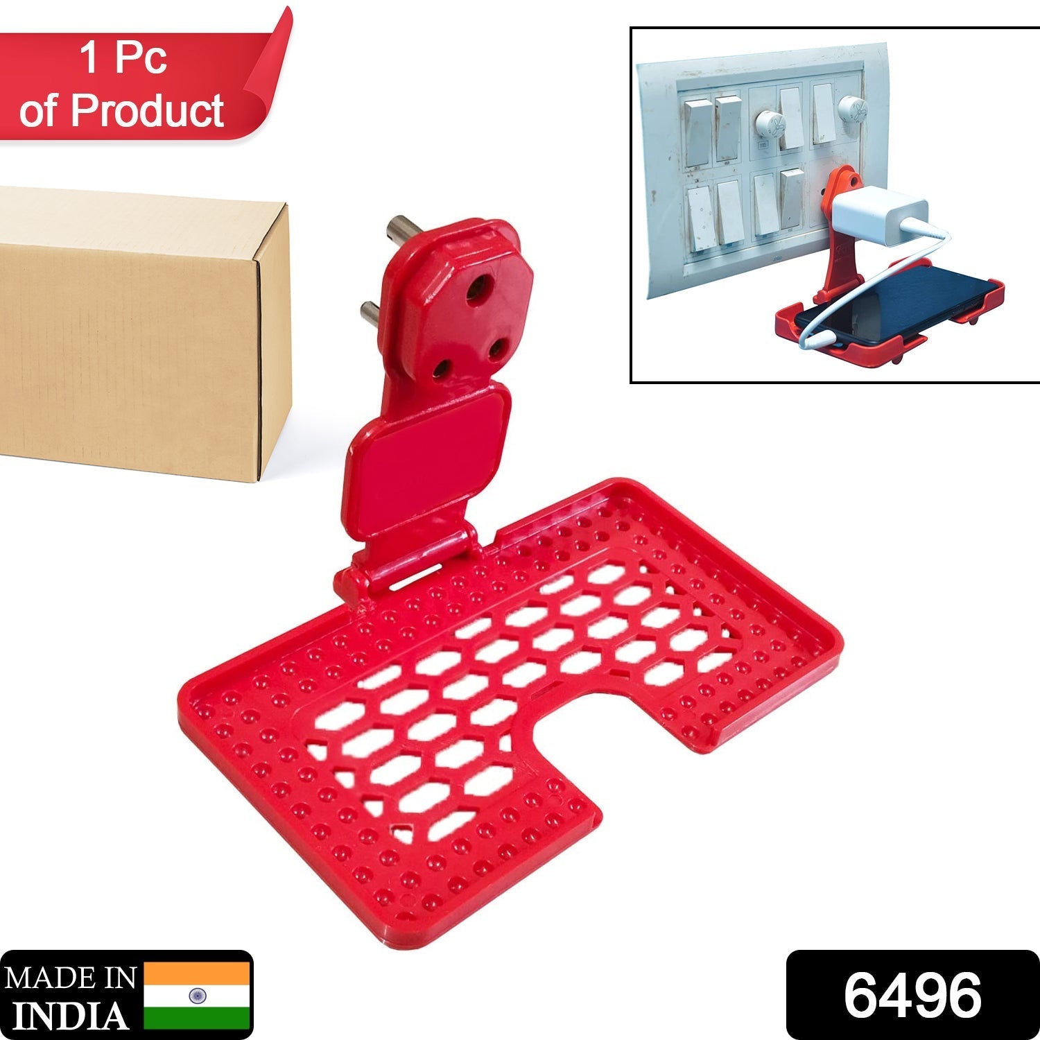 Wall Holder Stand for Mobile Charging – Red