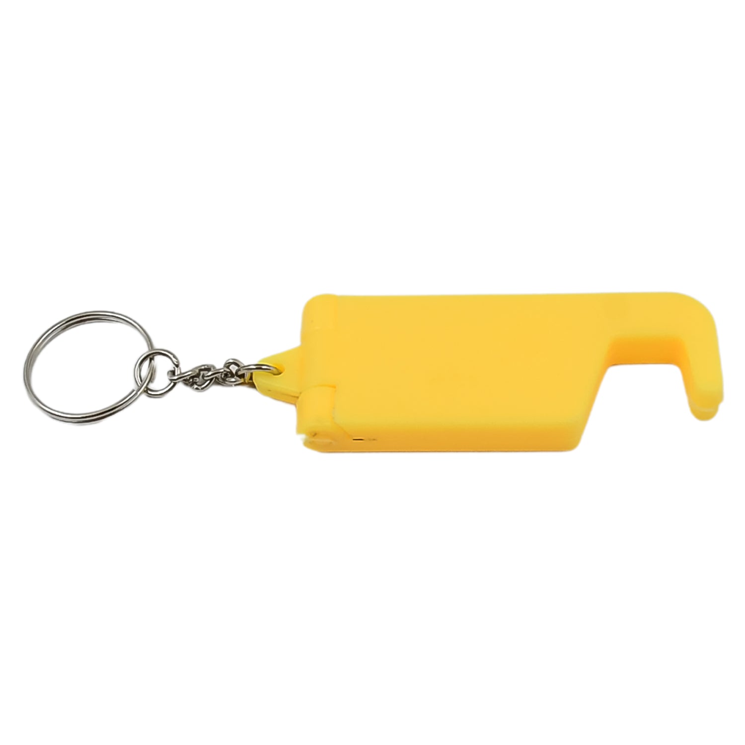 Yellow keychain phone holder with metal keyring and chain