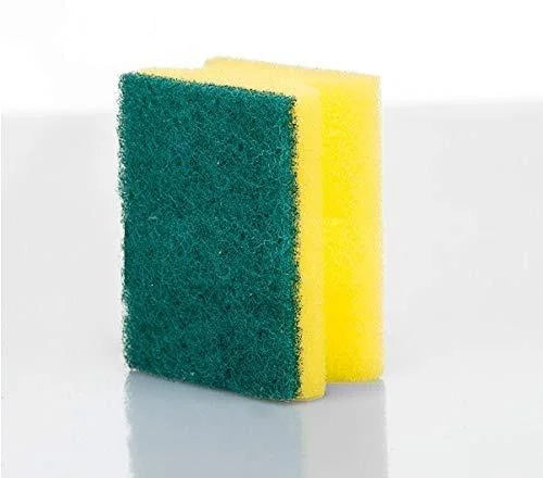 2-in-1 scrub sponge with green and yellow scrubbing pads