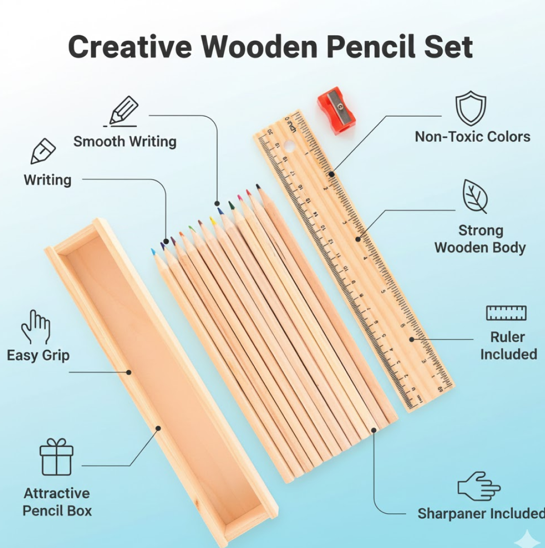 Colorful Wooden Pencil Set