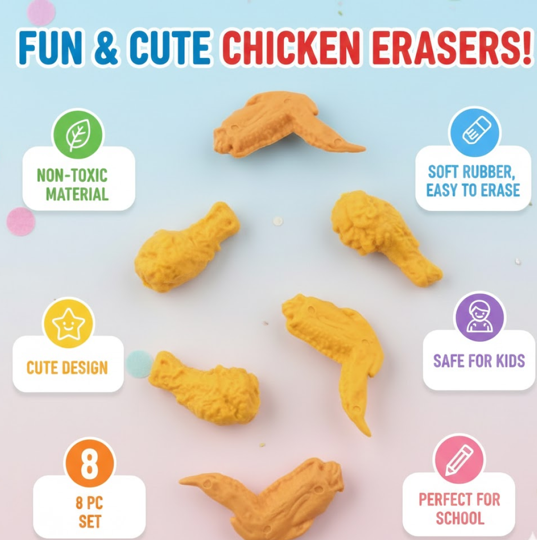 Kawaii Chicken Wing Erasers