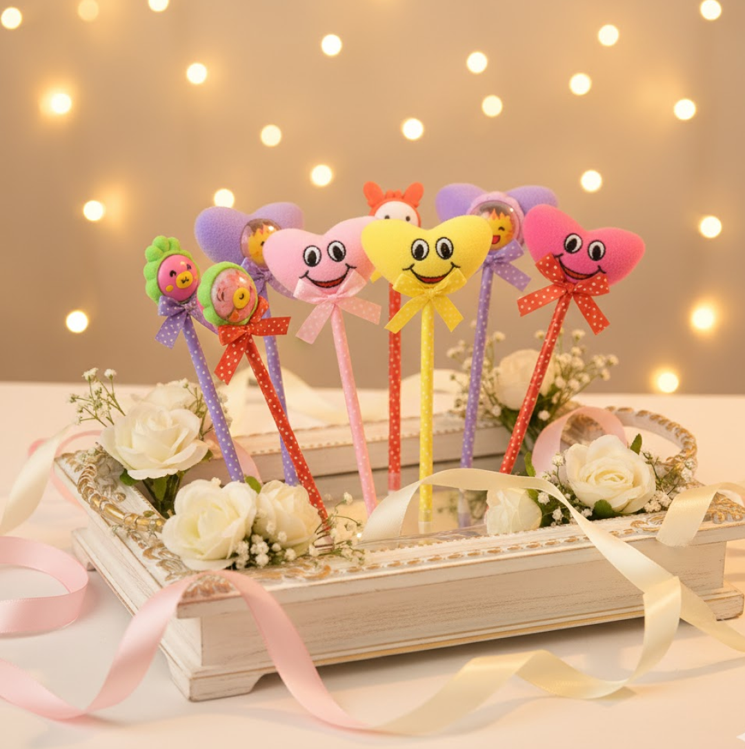 Cartoon Heart Facy Pen (12 Pcs)
