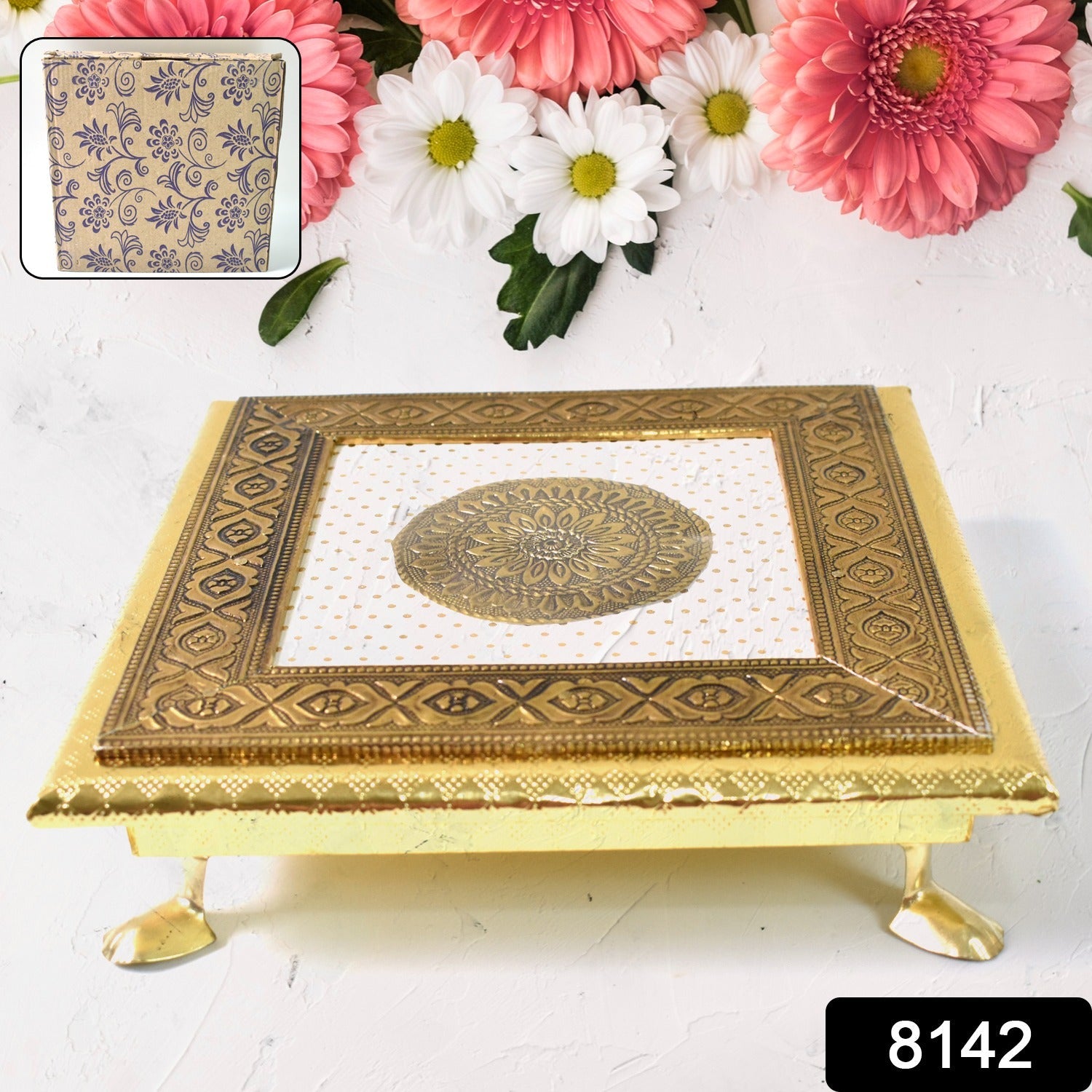 Golden - Square Pooja Chowki