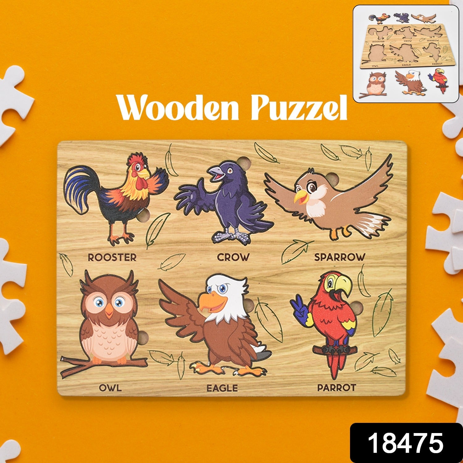 Wooden Bird Puzzle Learning Board