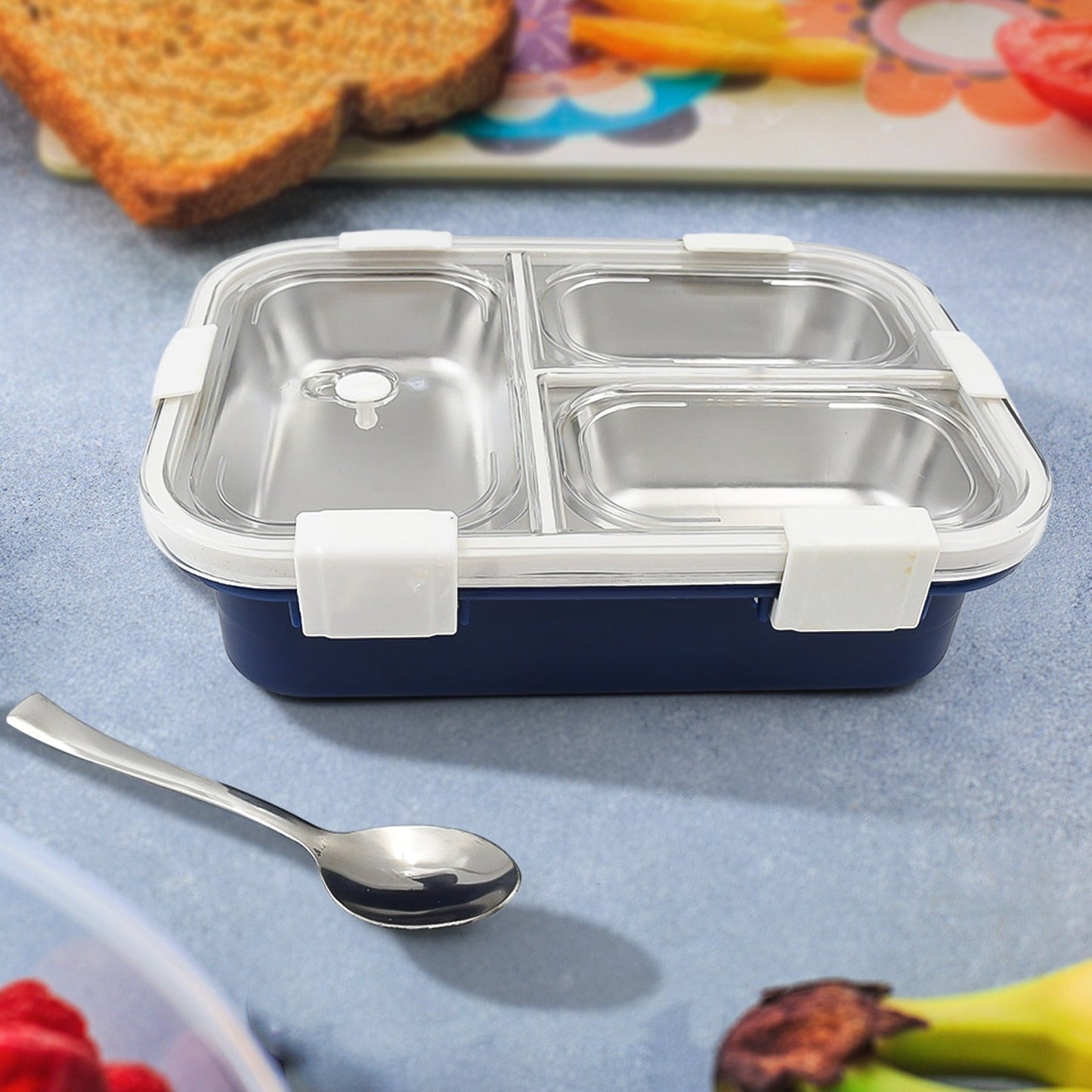 3-Compartment Stainless Steel Lunch Box