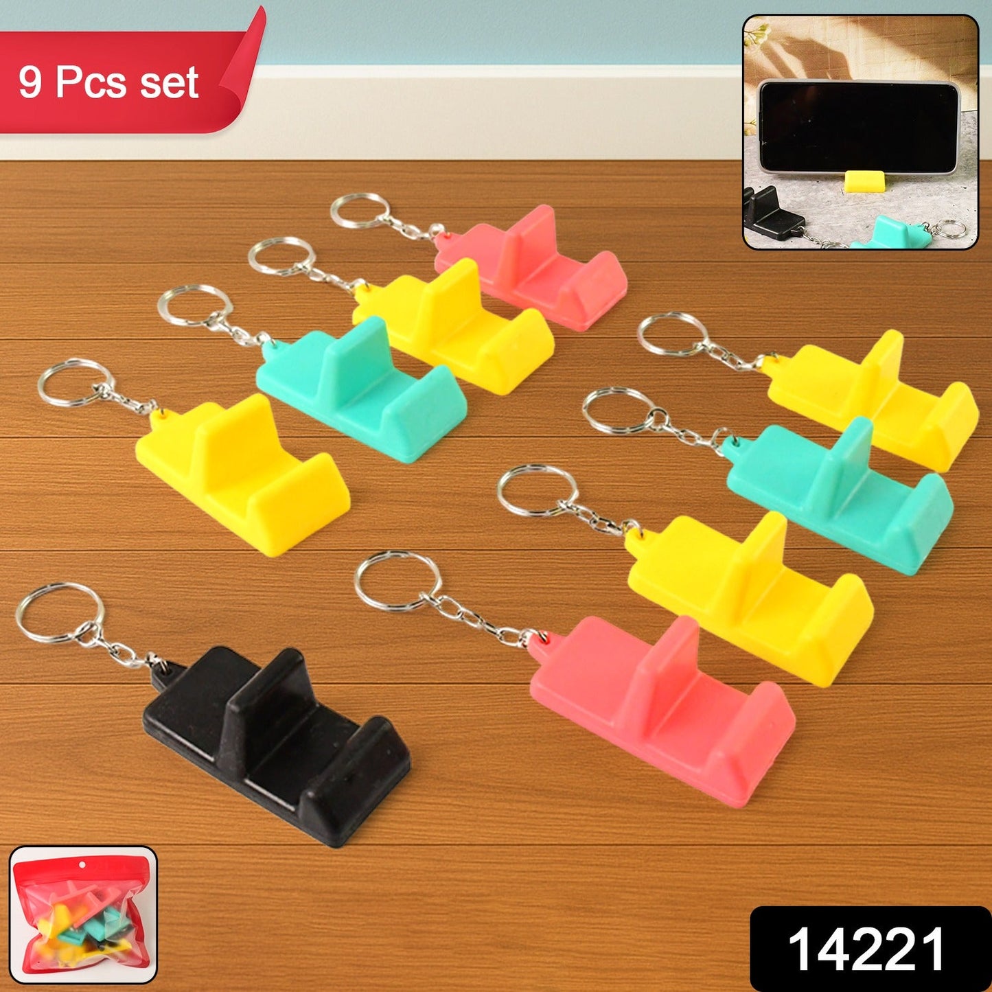 2-in-1 Mobile Stand Keychain (9 Pcs)