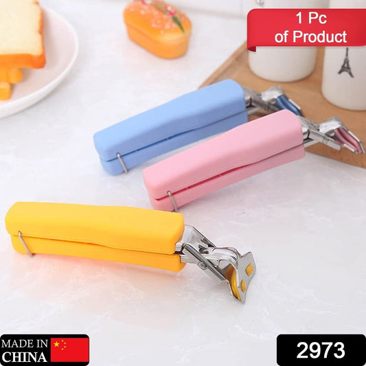Stainless steel hot dish plate clip tong with clamp, yellow