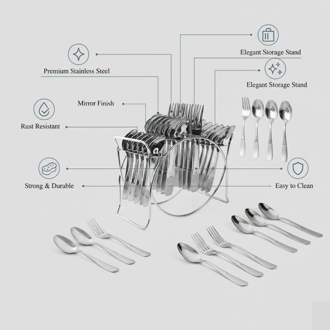 24 Pc Stainless Steel Cutlery Set