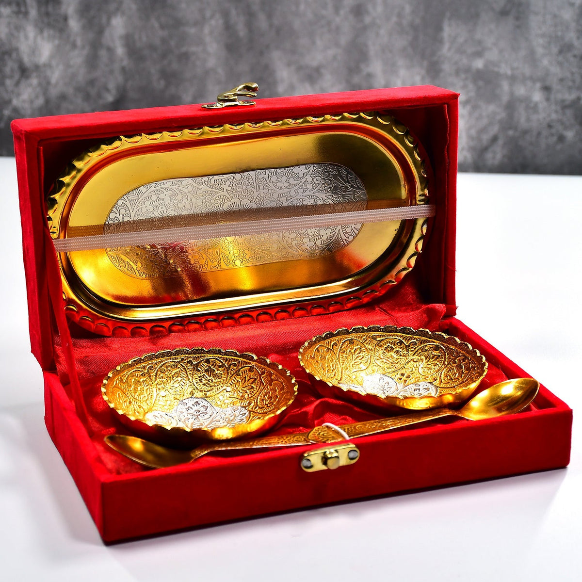 Plated Bowl Tray Set