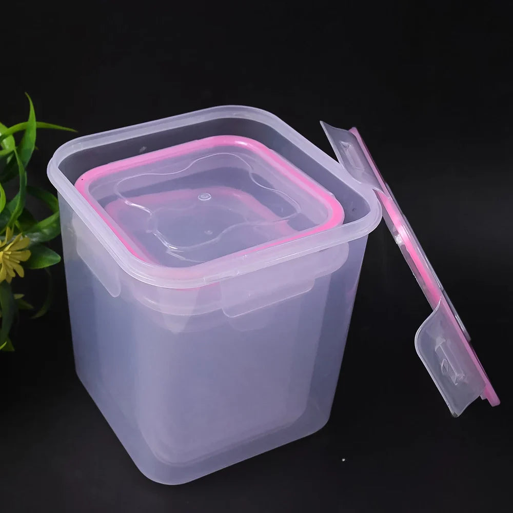 Air-seal storage container with clear lid, square translucent plastic bin