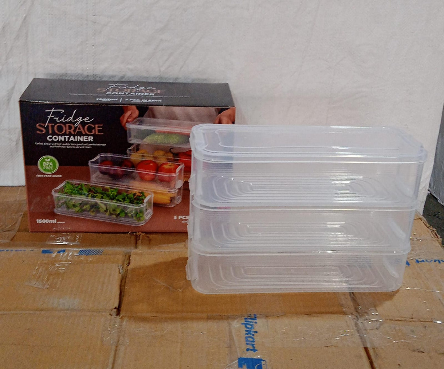 Fridge Organizer With Lid Stackable 3pcs