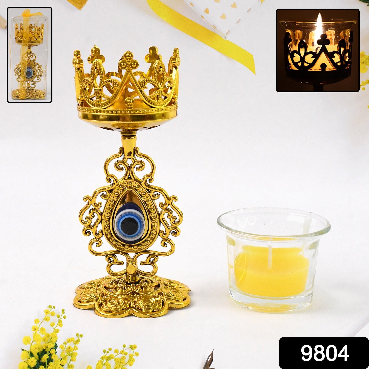 Golden Flower Candle Holder