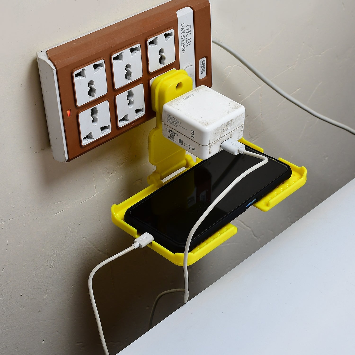 Wall Holder Stand for Mobile Charging – Yellow