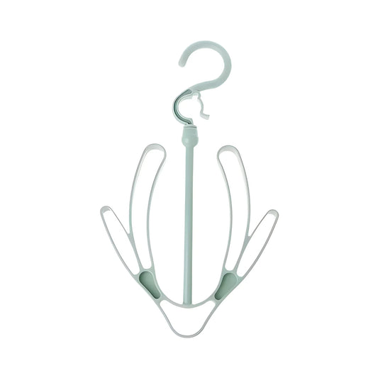 360° shoe dryer hanger with curved clips and hook, mint and white