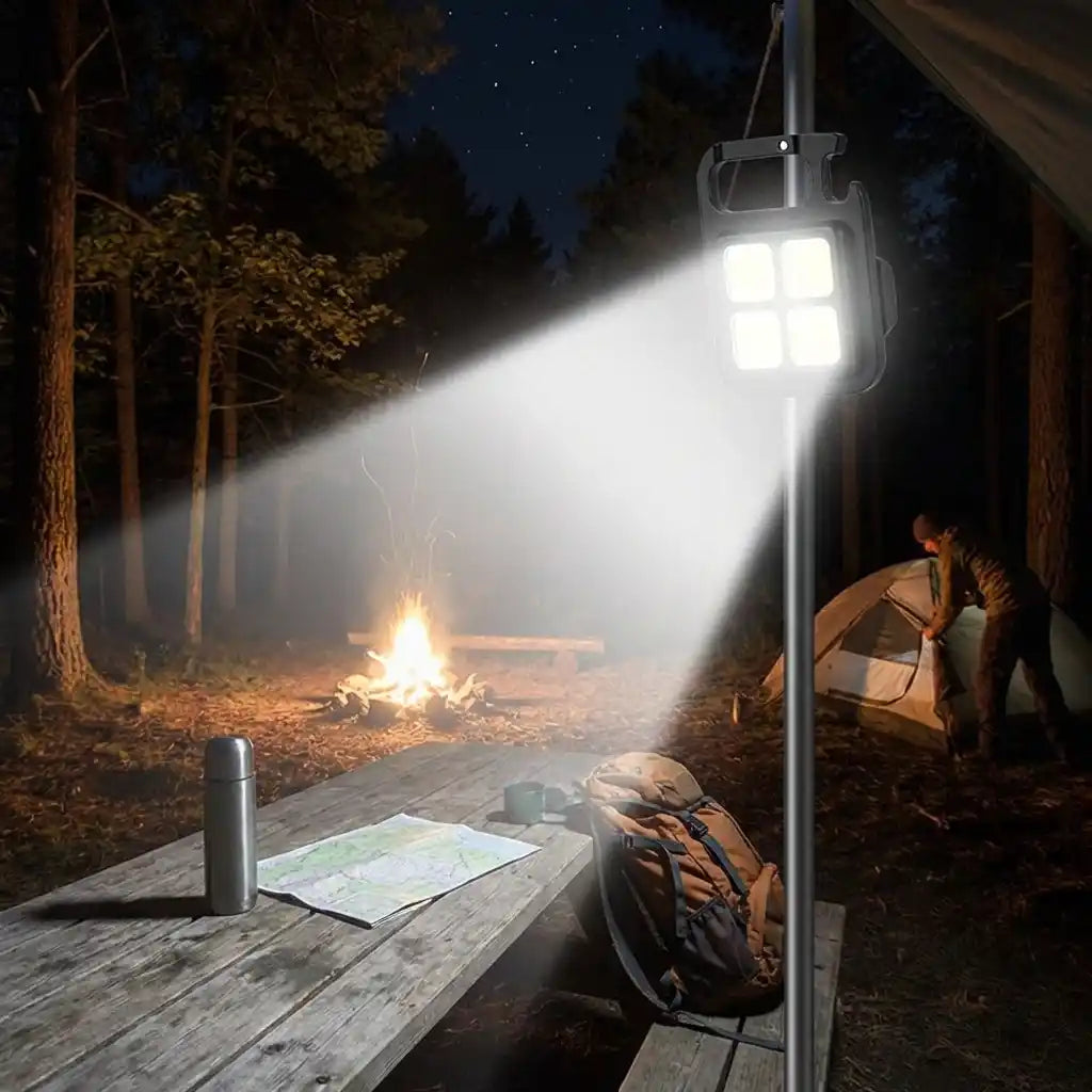 4-LED mini keychain light on a pole, bright beam