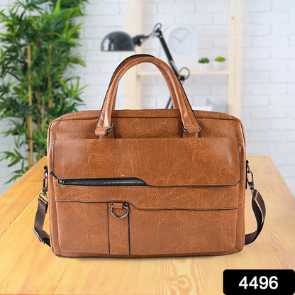 Faux Leather Messenger Briefcase