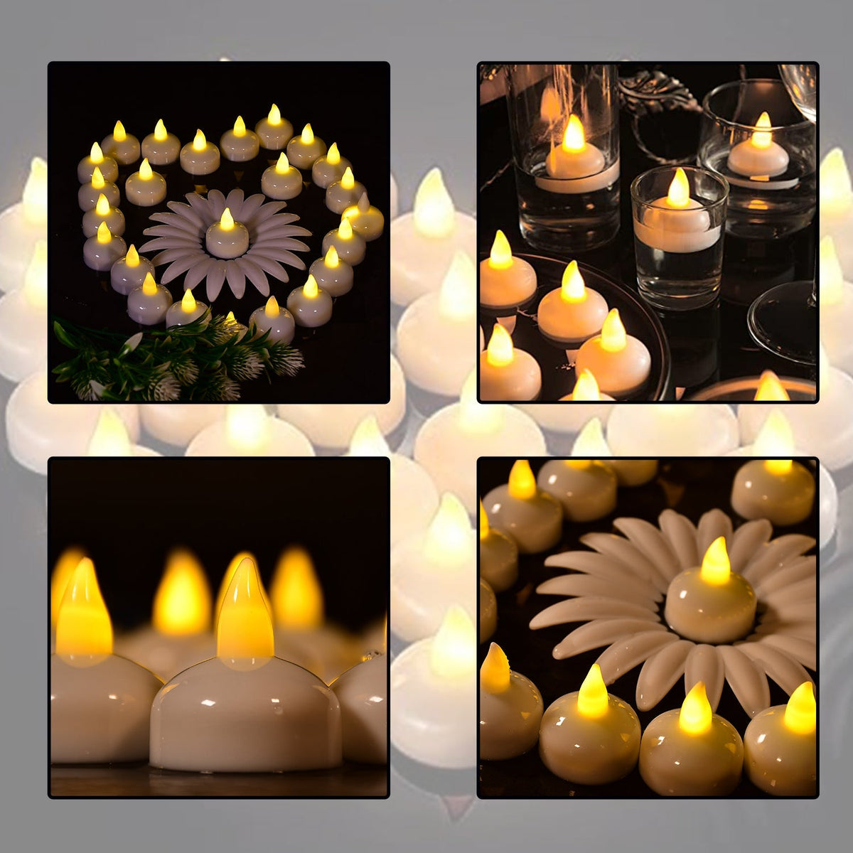 Flameless Floating Tea Lights (24 Pc)