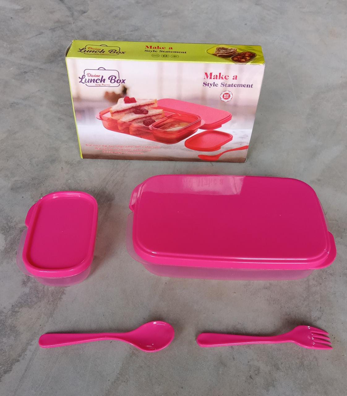 BPA-Free Plastic Lunch Box Set with Spoon