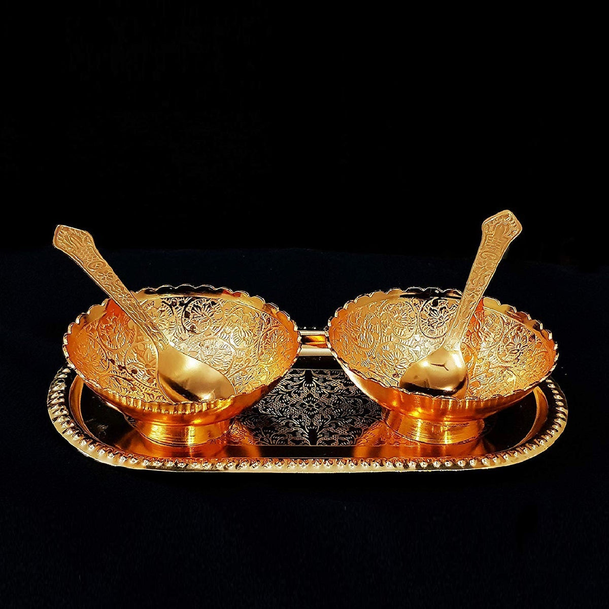Plated Bowl Tray Set