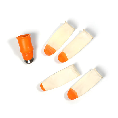 Vegetable thumb cutter set of 5, orange tips and beige handles