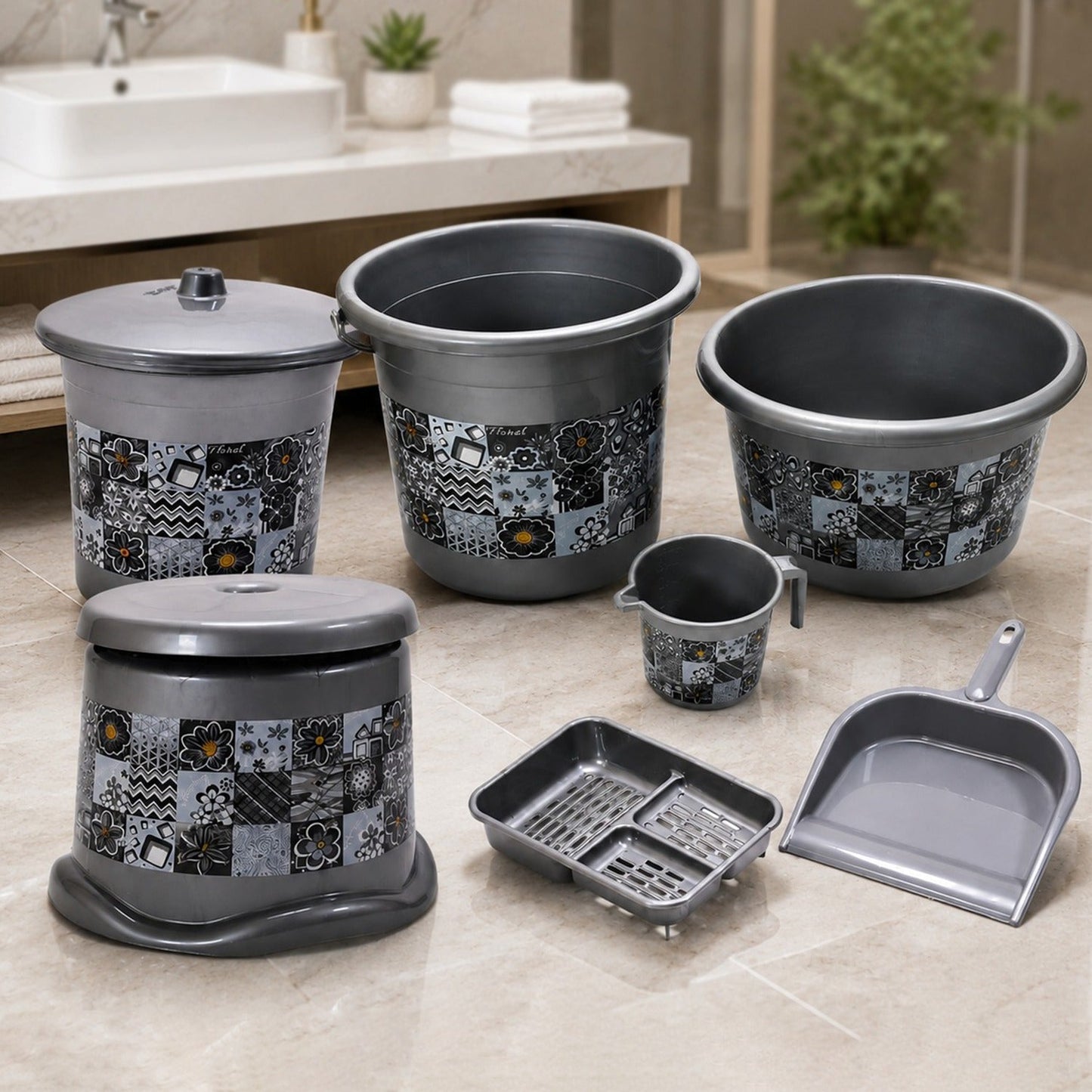 7-Piece Plastic Bathroom Set