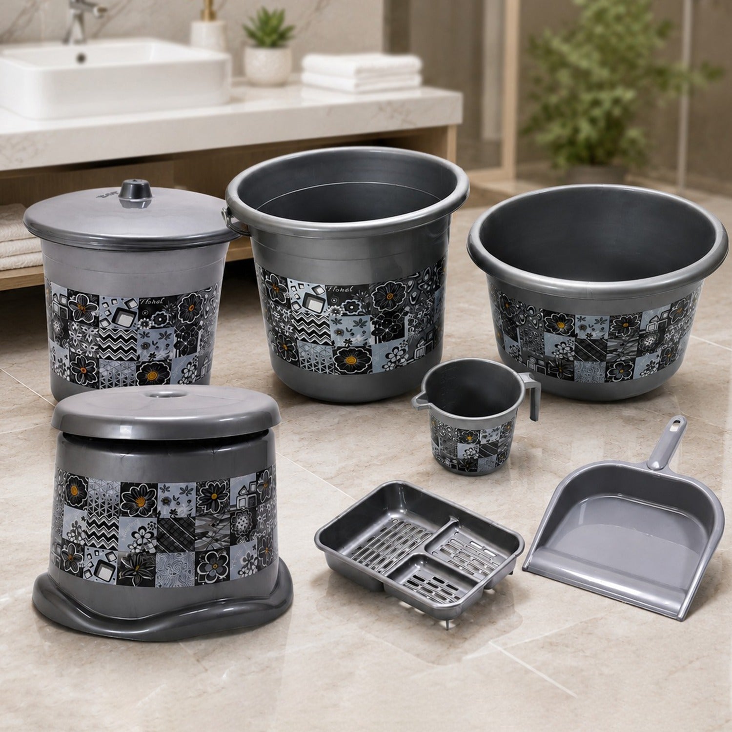 7-Piece Plastic Bathroom Set