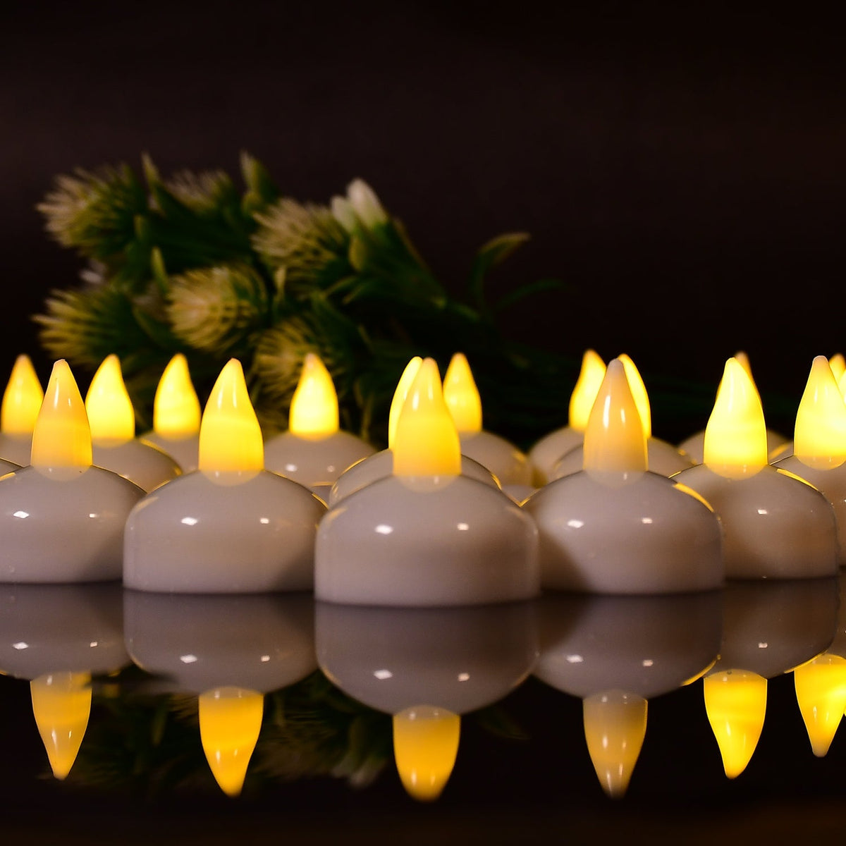Flameless Floating Tea Lights (24 Pc)
