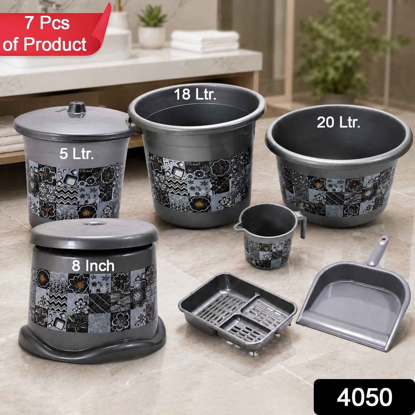 7-Piece Plastic Bathroom Set