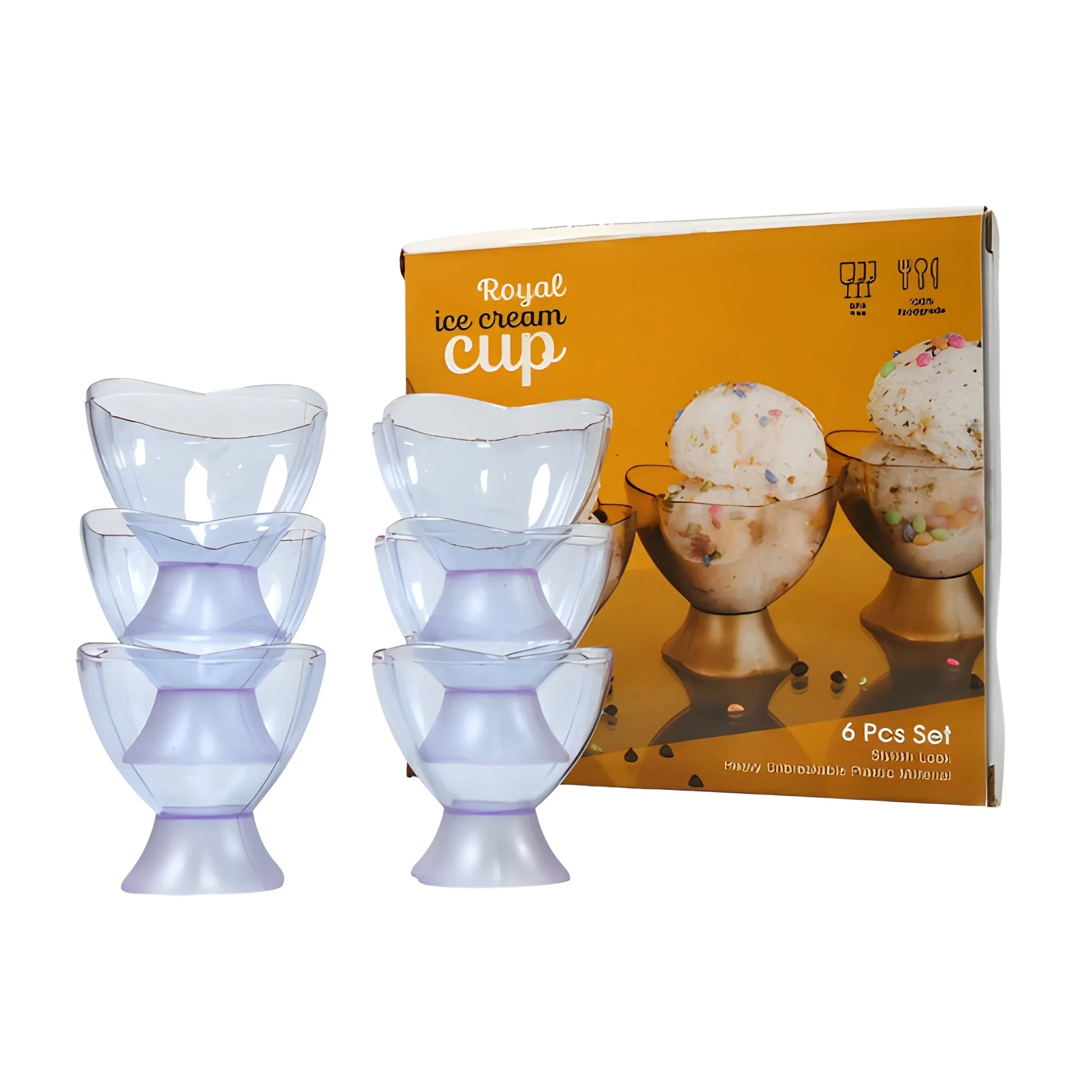 6-piece dessert bowl set of pastel blue pedestal cups