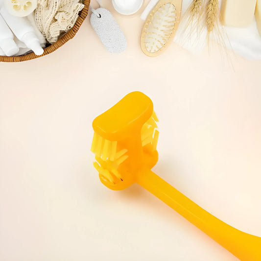 6-sided toothbrush with yellow handle and multi-angle bristle head