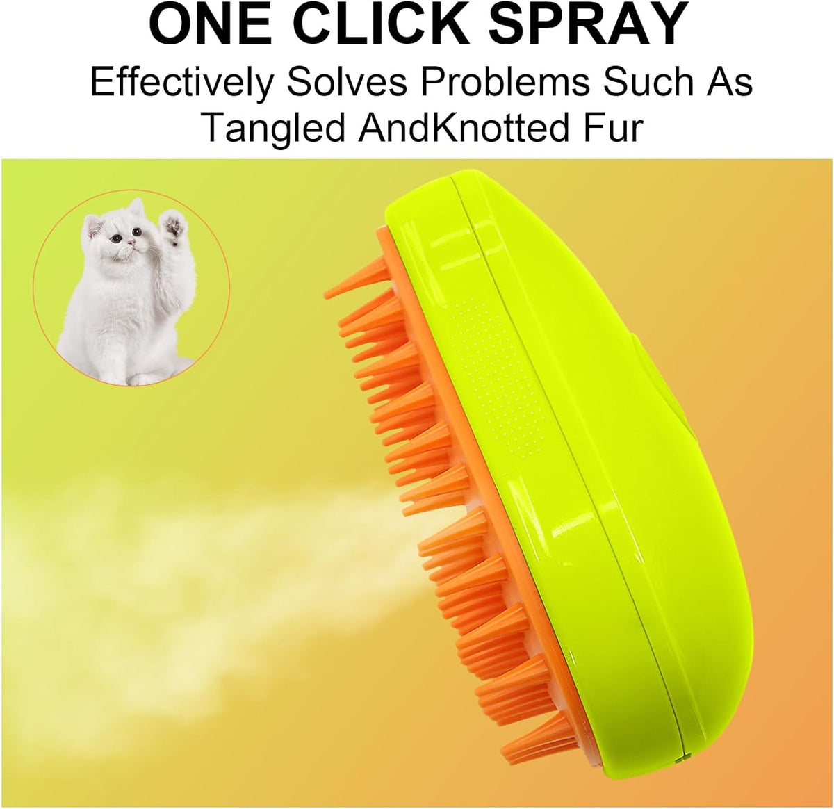 Steam-Powered Pet Grooming Brush
