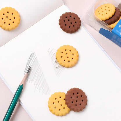 Biscuit Shape Erasers  (6 Pcs Set)