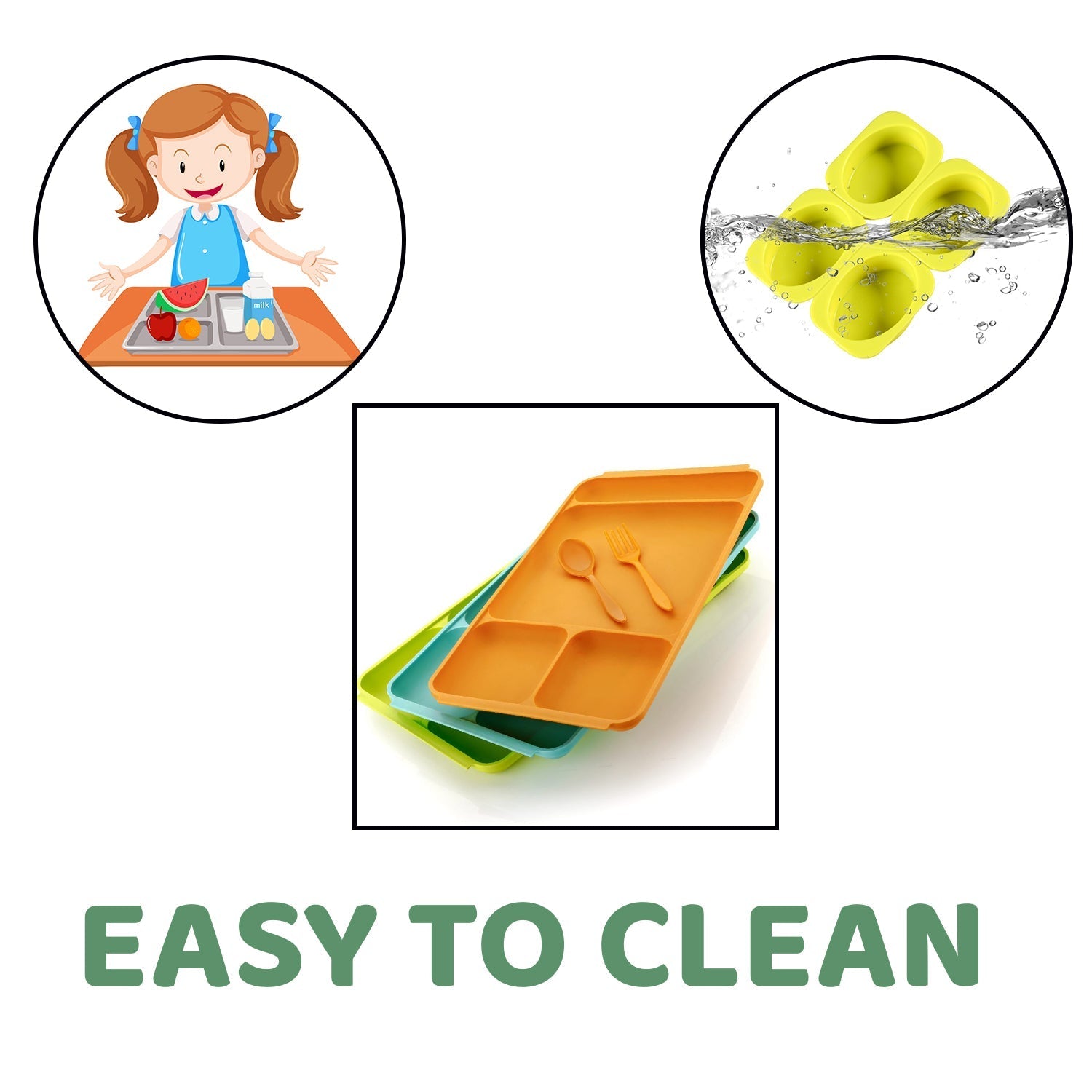 4-Compartment Plastic Plate Set