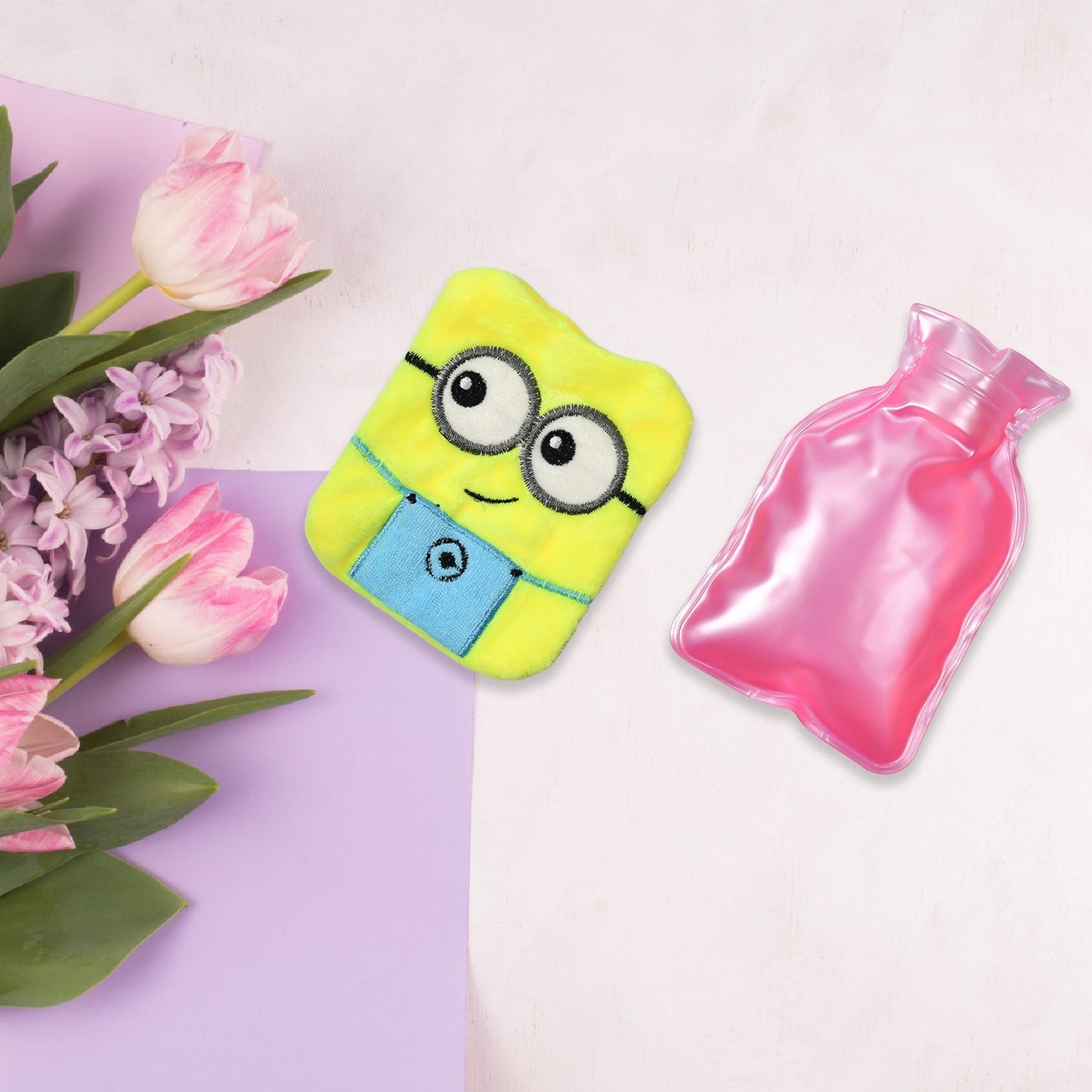 2-Eye Minions Hot Water Bottle with Cover