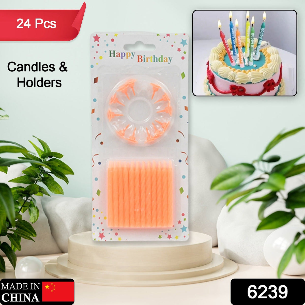 Vibrant Birthday Cake Candles