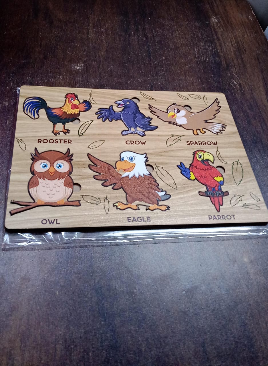 Wooden Bird Puzzle Learning Board