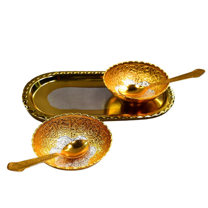 Plated Bowl Tray Set