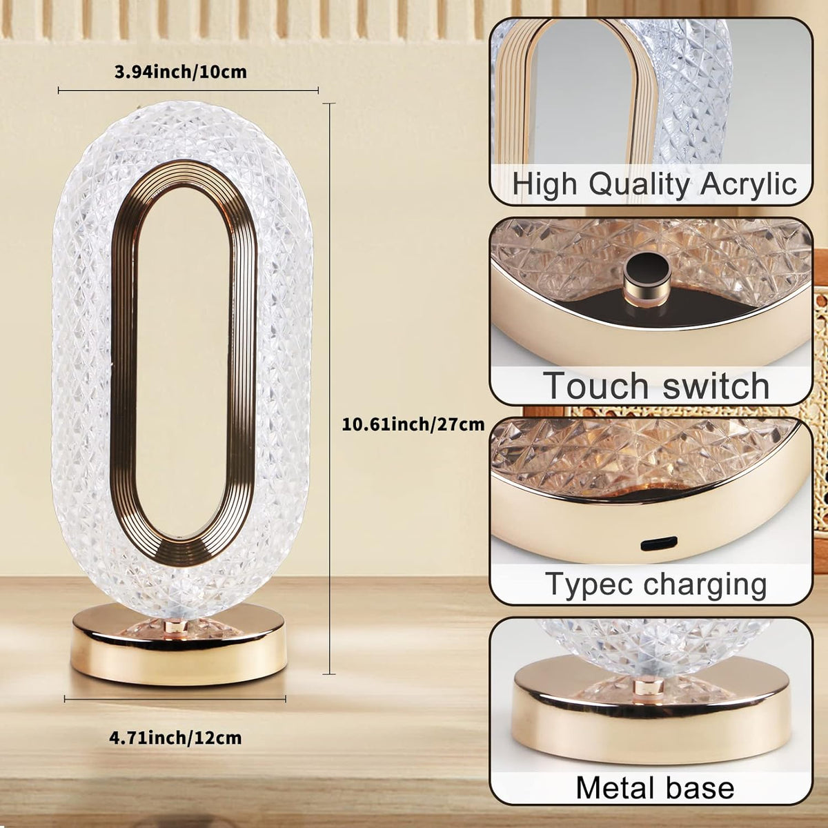 Crystal Touch Control Table Lamp
