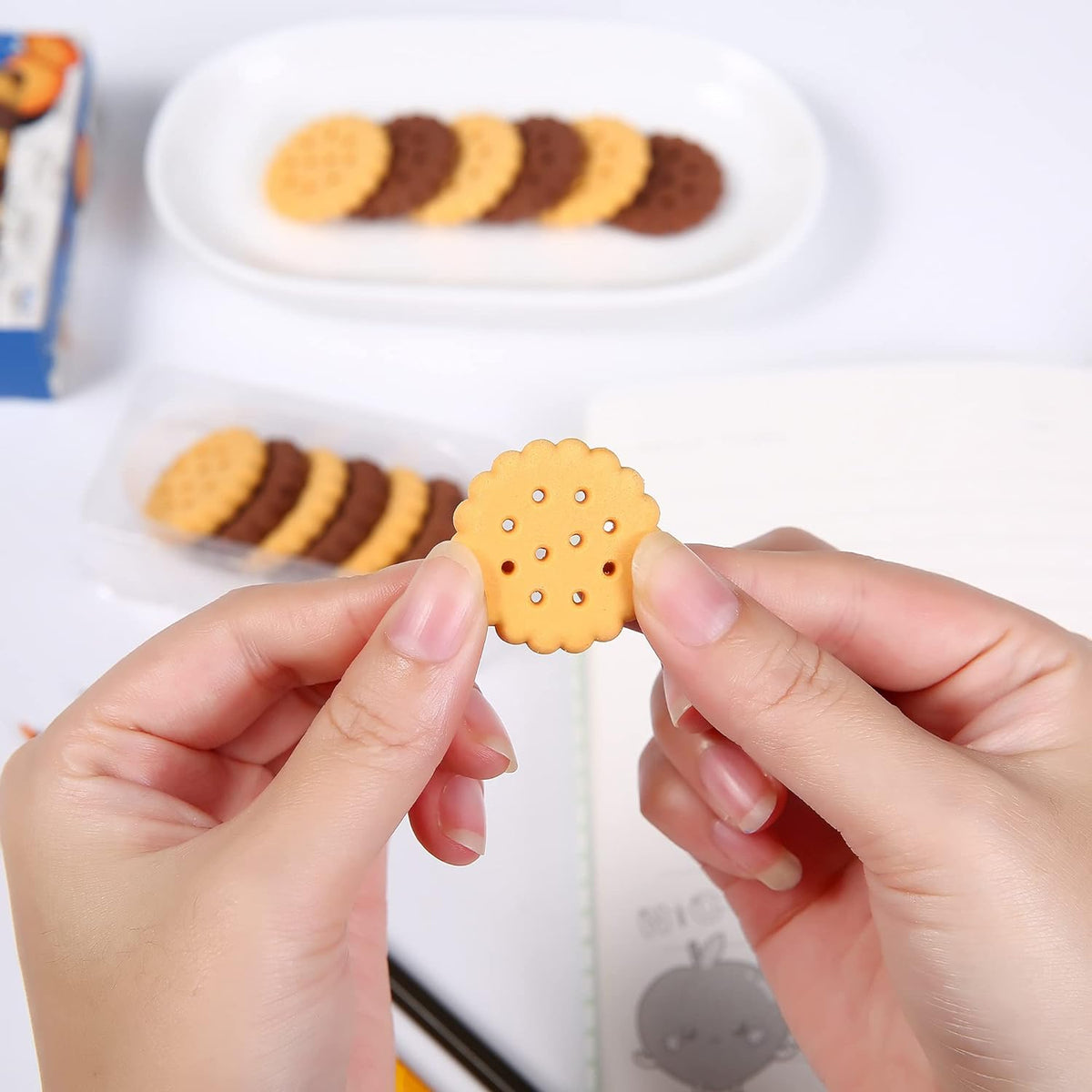 Biscuit Shape Erasers  (6 Pcs Set)