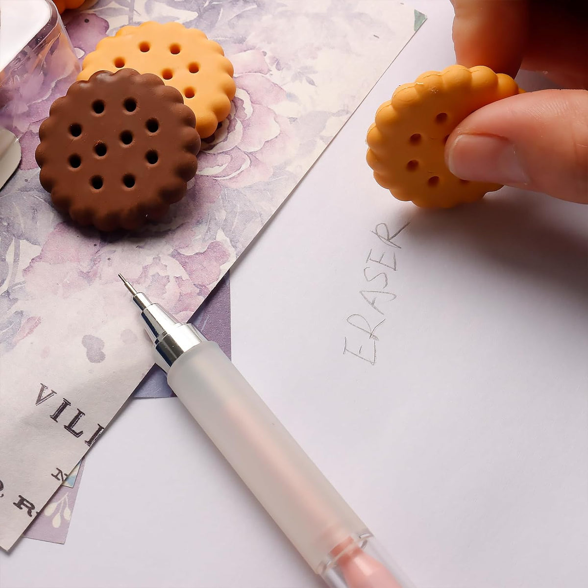 Biscuit Shape Erasers  (6 Pcs Set)