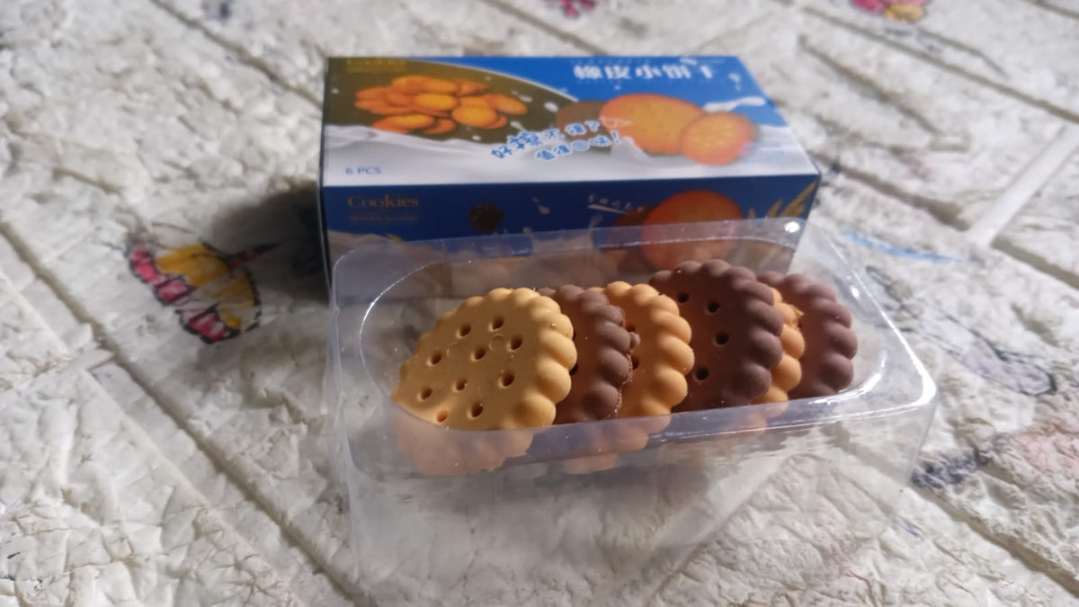 Biscuit Shape Erasers  (6 Pcs Set)