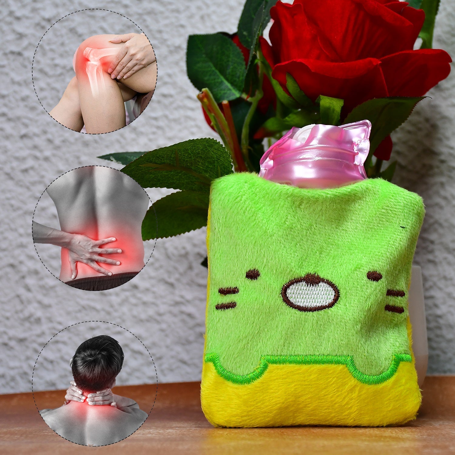 Green Kitty Hot Water Bag with Cover