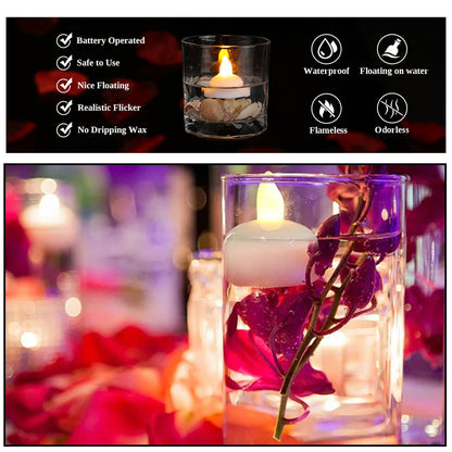 Flameless Floating Tea Lights (24 Pc)