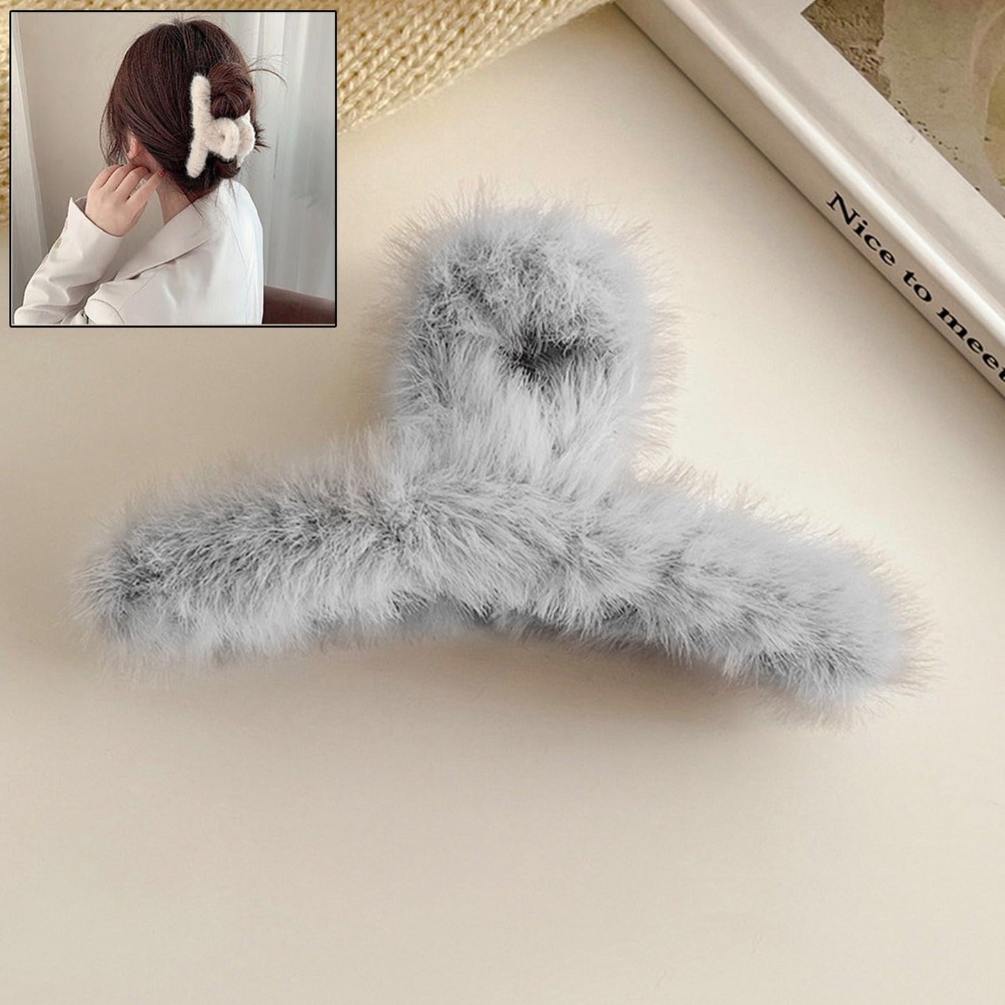 Large Plush Hair Claw Clip
