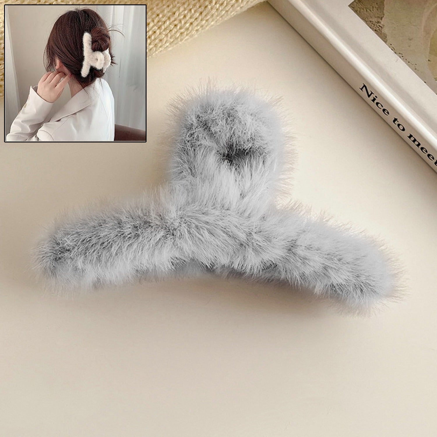 Large Plush Hair Claw Clip