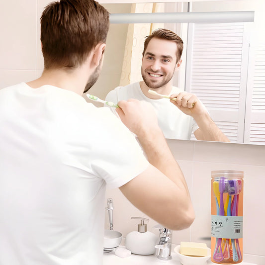 Toothbrush organiser case with clear compartment holding multiple toothbrushes